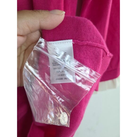 NWOT Talbots Women Pink w/White Ruffe Collar Knit Cotton Sweater size 2X - Picture 7 of 8